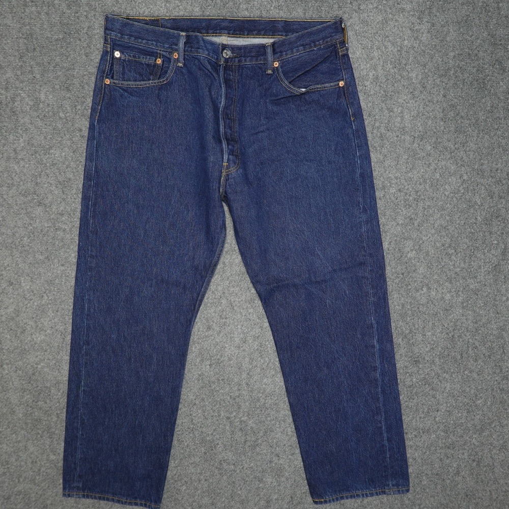 Levi's 501 Jeans Mens 40x32 Blue Straight Fit Button Fly Dark Wash Denim